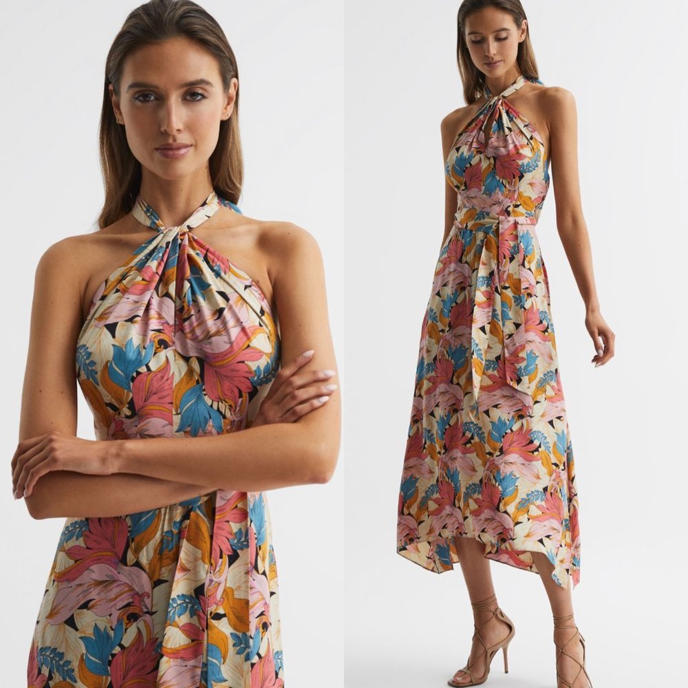 Reiss italian fabric electra halter floral printed dress FINAL PRICE NO OFFERS